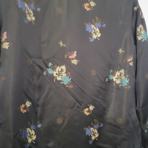 Vtg 1949 Reversible Chinese Silk Jacket Red Black Tang Floral Embroidered M - Picture 12 of 14